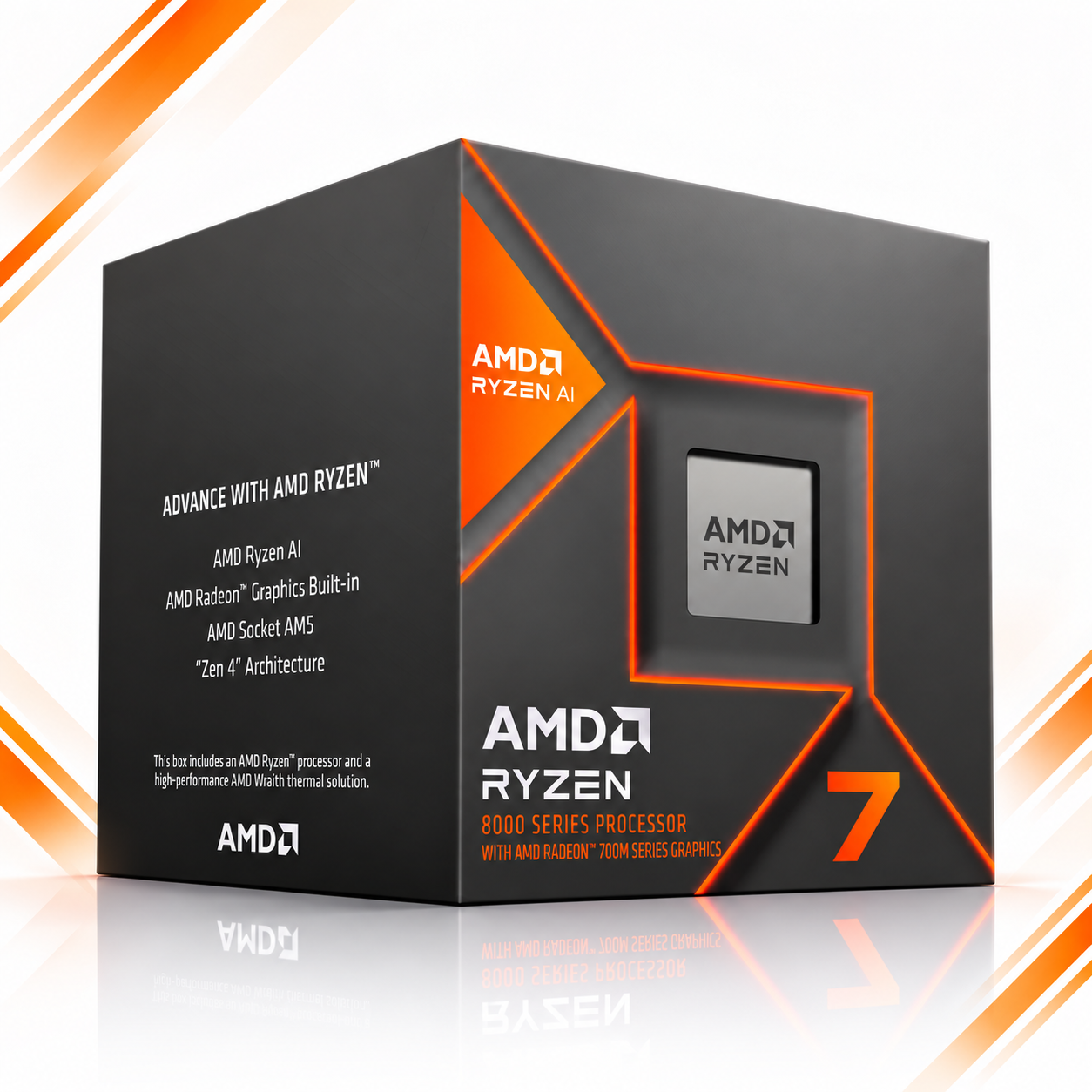 PROCESADOR AMD RYZEN 7 8700G ( 100-100001236BOX ) | SERIES 8000 | ZEN 4 | 4.20GHz - 5.10GHz MAX | 16MB - 6N - 12H | Radeon™ 780M  | S/ COOLER | 45W - 65W MAX | PCIe® 4.0 | AM5 #3