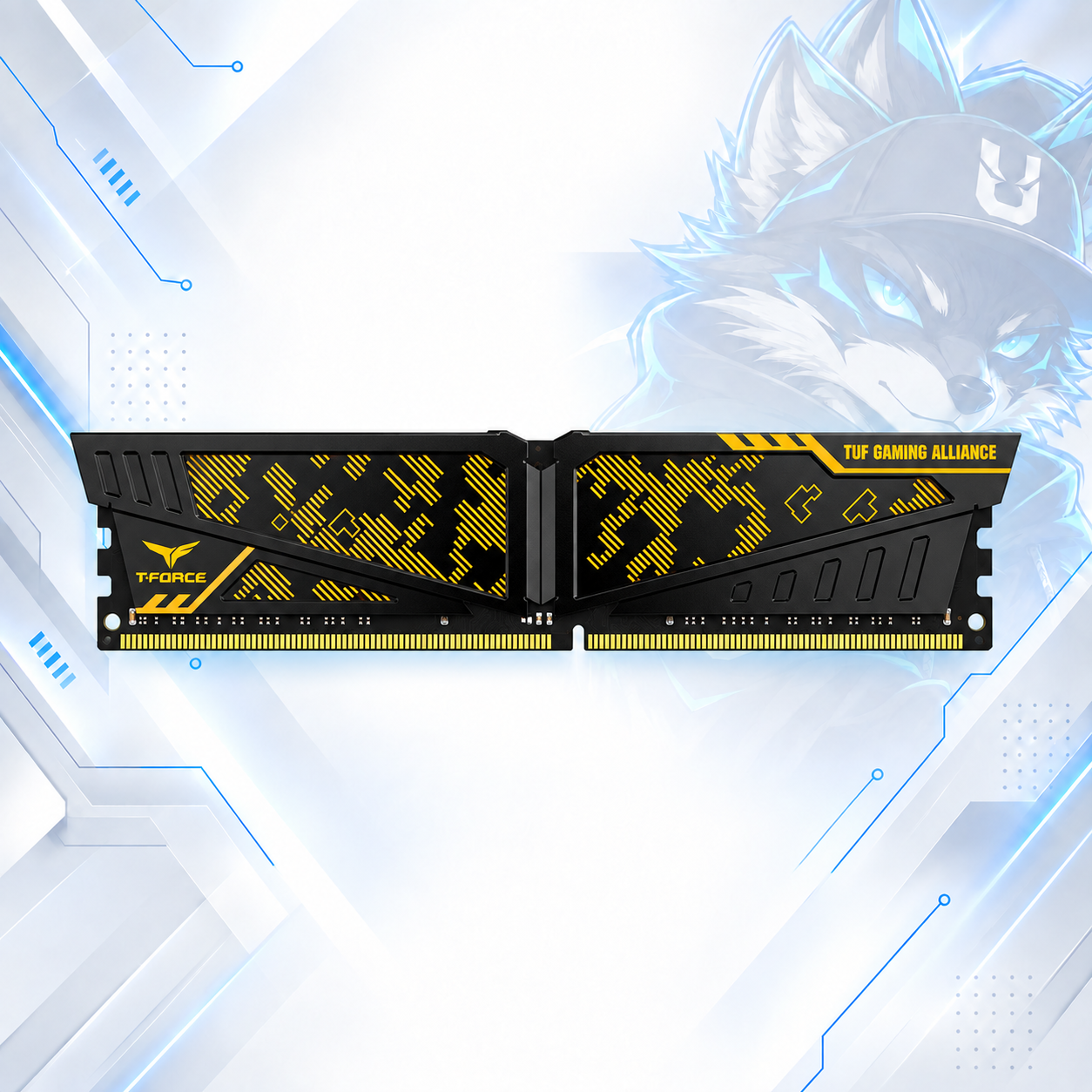 MEMORIA RAM DRR4 PARA PC TEAMGROUP  T-FORCE VULCAN TUF GAMING 8GB/3200MHz ( TLTYD48G3200HC16C01 ) | YELLOW / BLACK | DDR4 | U-DIMM | CL 16 | 1.35v | #3