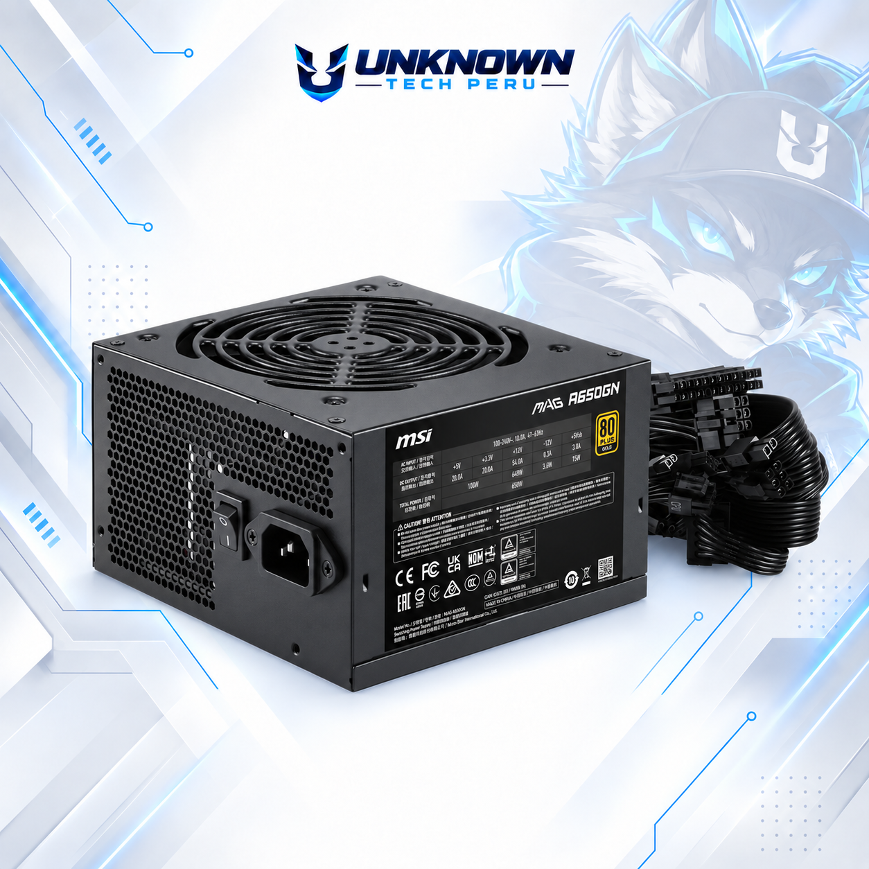 FUENTE DE PODER 650W | MSI MAG A650GN II ( MAG-A650GNII ) | BLACK | 80 PLUS GOLD | ATX 3.1 | NO MODULAR | #3