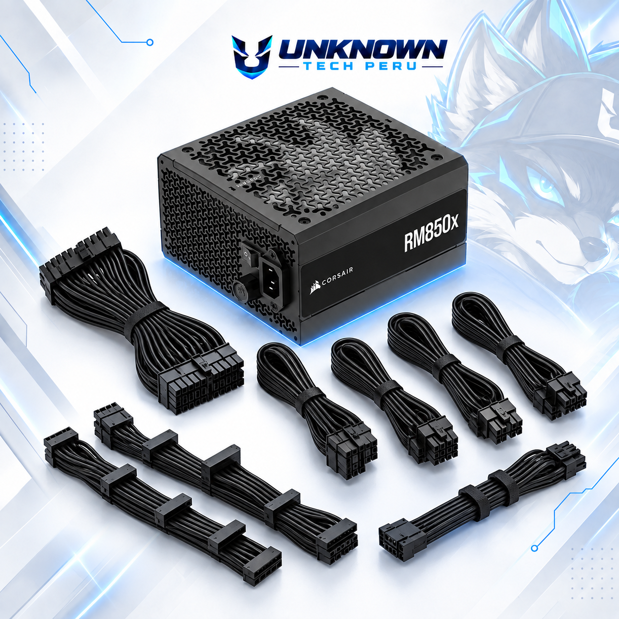 FUENTE DE PODER 850W | CORSAIR RM850X ( CP-9020270-NA ) | BLACK | 80 PLUS GOLD | ATX 3.1 | PCIe 5.1 | FULL MODULAR | #6