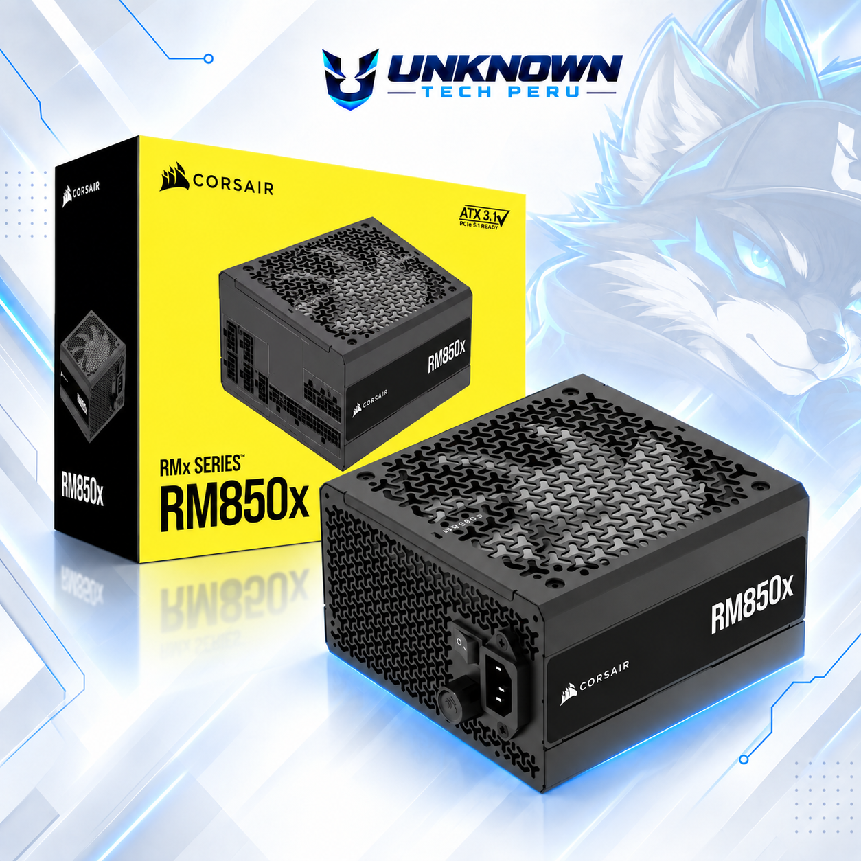 FUENTE DE PODER 850W | CORSAIR RM850X ( CP-9020270-NA ) | BLACK | 80 PLUS GOLD | ATX 3.1 | PCIe 5.1 | FULL MODULAR |