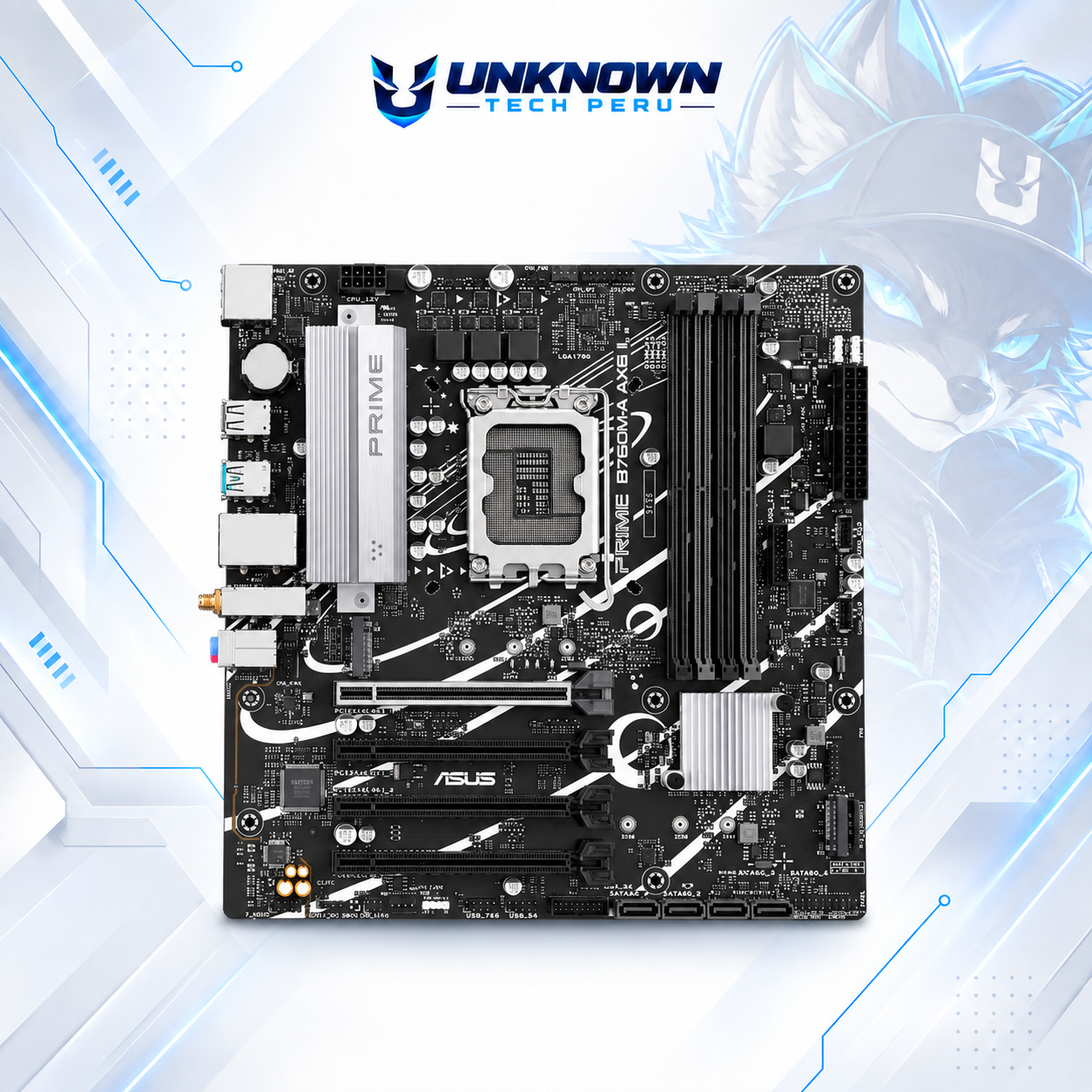 MOTHERBOARD INTEL ASUS PRIME B760M-A AX6 II DDR5 ( PRIME B760M-A AX6 II ) | WIFI 6 | DDR5 | 4 SLOT RAM - 192GB MAX / 5600MHZ | MICRO ATX | 2 SLOT M.2 | LGA 1700 #3