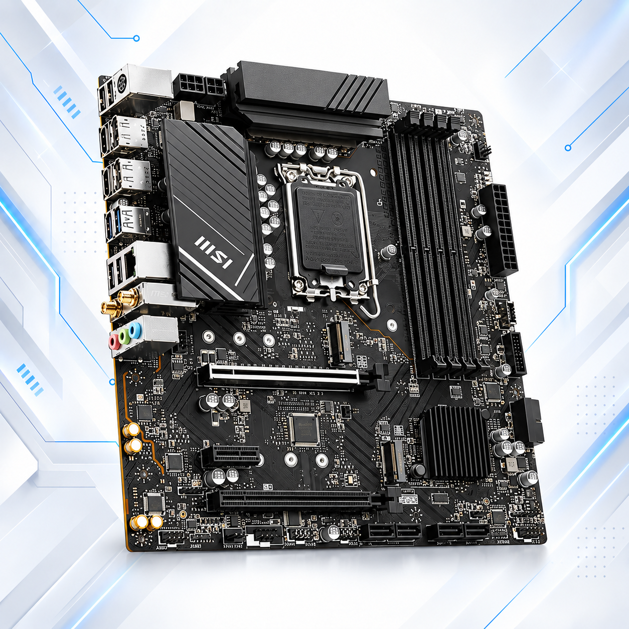 MOTHERBOARD INTEL MSI PRO B760M-A WIFI ( PRO B760M-A WIFI ) | DDR5 | WIFI 6E | 4 SLOT RAM - 256GB MAX / 6800MHZ | MICRO ATX | 2 SLOT M.2 | LGA 1700 #4