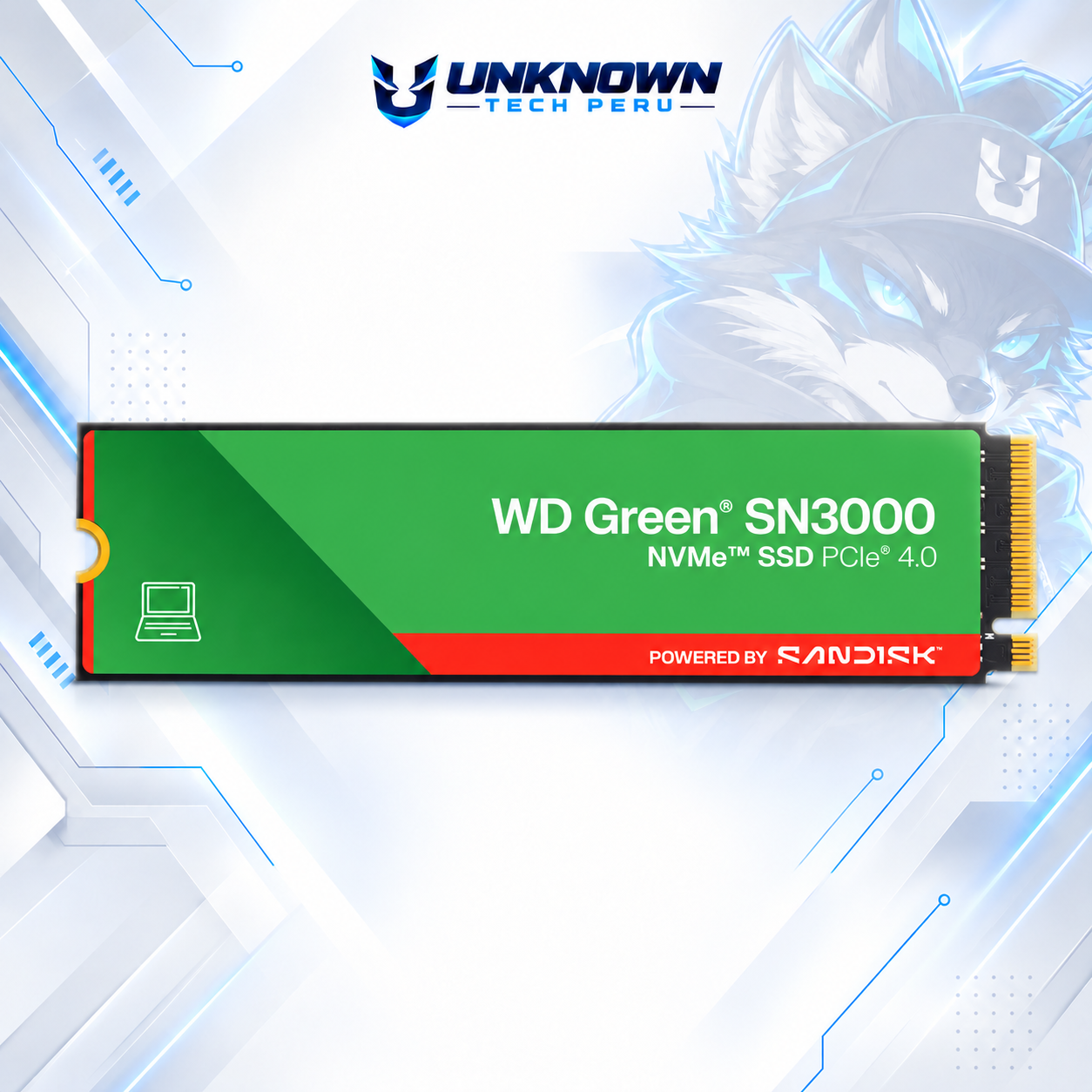 DISCO SOLIDO M.2 2280 WESTERN DIGITAL GREEN SN3000 500GB NVMe ( WDS500G4G0E ) | SN3000 | LECTURA 5000MB/s - ESCRITURA 4100MB/s | PCIe GEN 4.0 #3