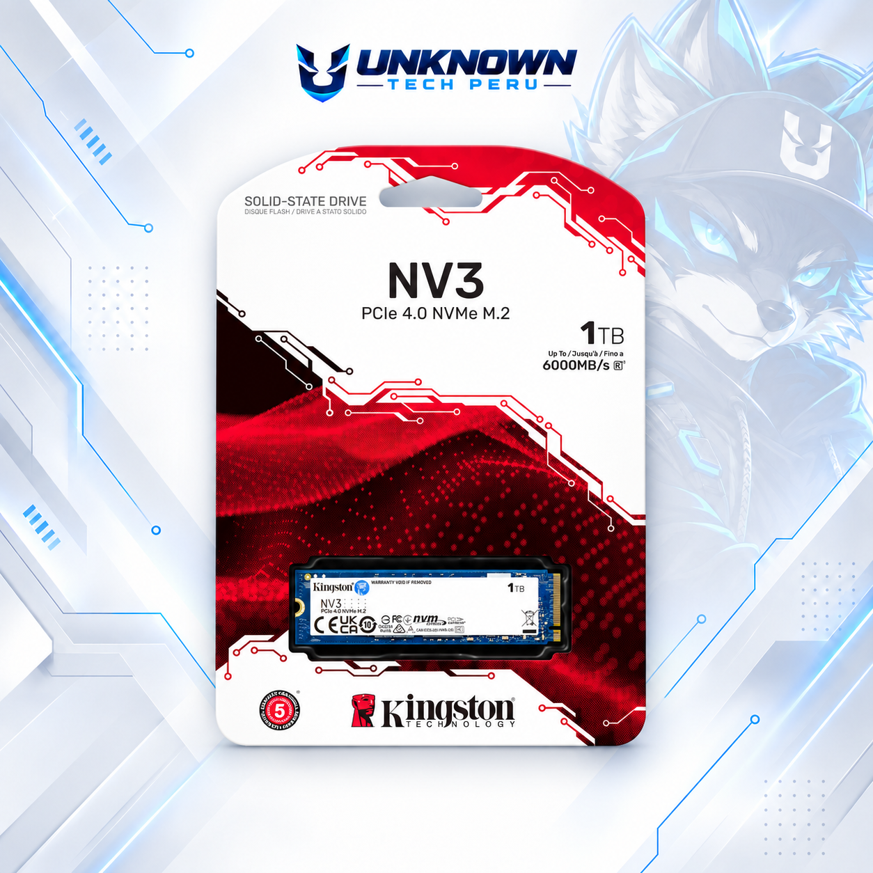 DISCO SOLIDO M.2 2280 KINGSTONG NV3 1TB NVMe ( SNV3S/1000G ) | NV3 | LECTURA 6000MB/s - ESCRITURA 4000MB/s | PCIe GEN 4.0