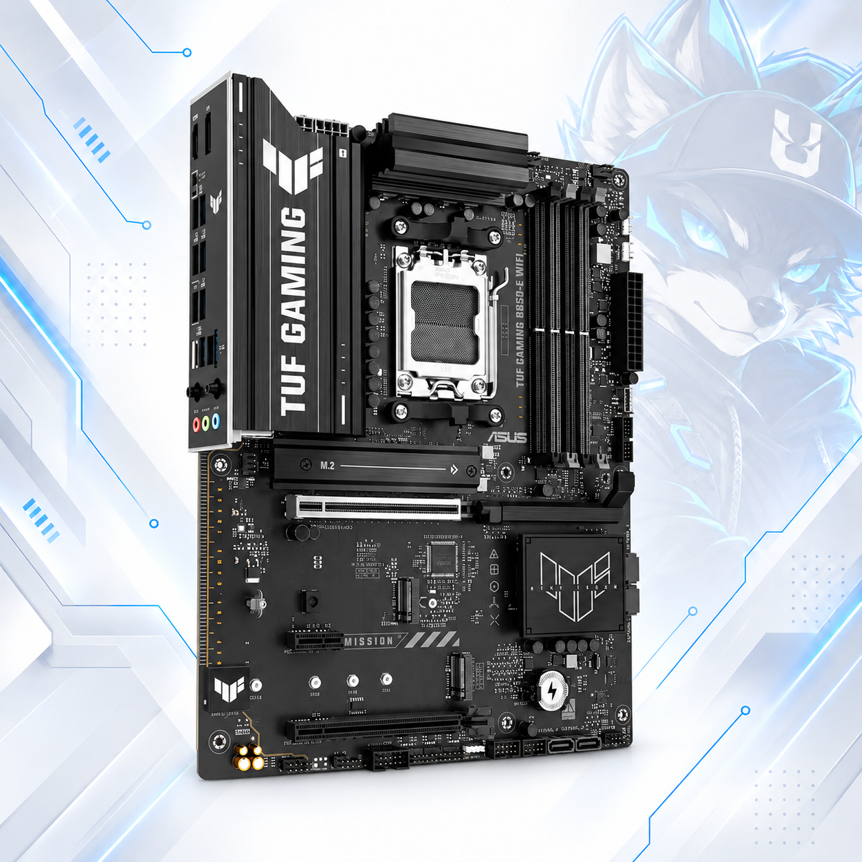 MOTHERBOARD AMD ASUS TUF GAMING B850-E WIFI ( 90MB1L20-MVAAY0 ) | RYZEN 7 / 8 / 9 SERIES | WIFI 6E | DDR5 | 4 SLOT RAM - 256GB MAX / 8000MHZ+ (OC) | 3 SLOT M.2 | ATX | PCIe 5.0 x16 | SOCKET AM5