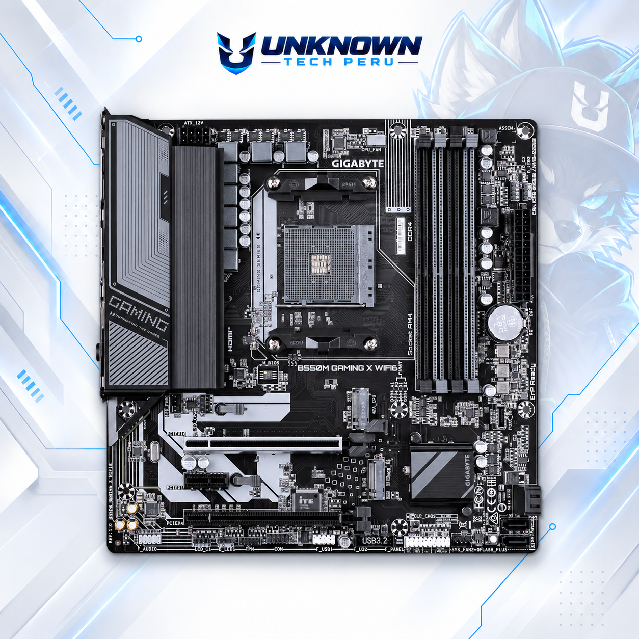 MOTHERBOARD AMD GIGABYTE B550M GAMING X WIFI6 ( GAMING X WIFI6  ) | RYZEN 3 / 4 / 5 SERIES | DDR4 | 4 SLOT RAM - 128GB MAX / 3200MHZ | 2 SLOT M.2 | WIFI 6 | MICRO ATX | PCIe 4.0 | AM4 #3
