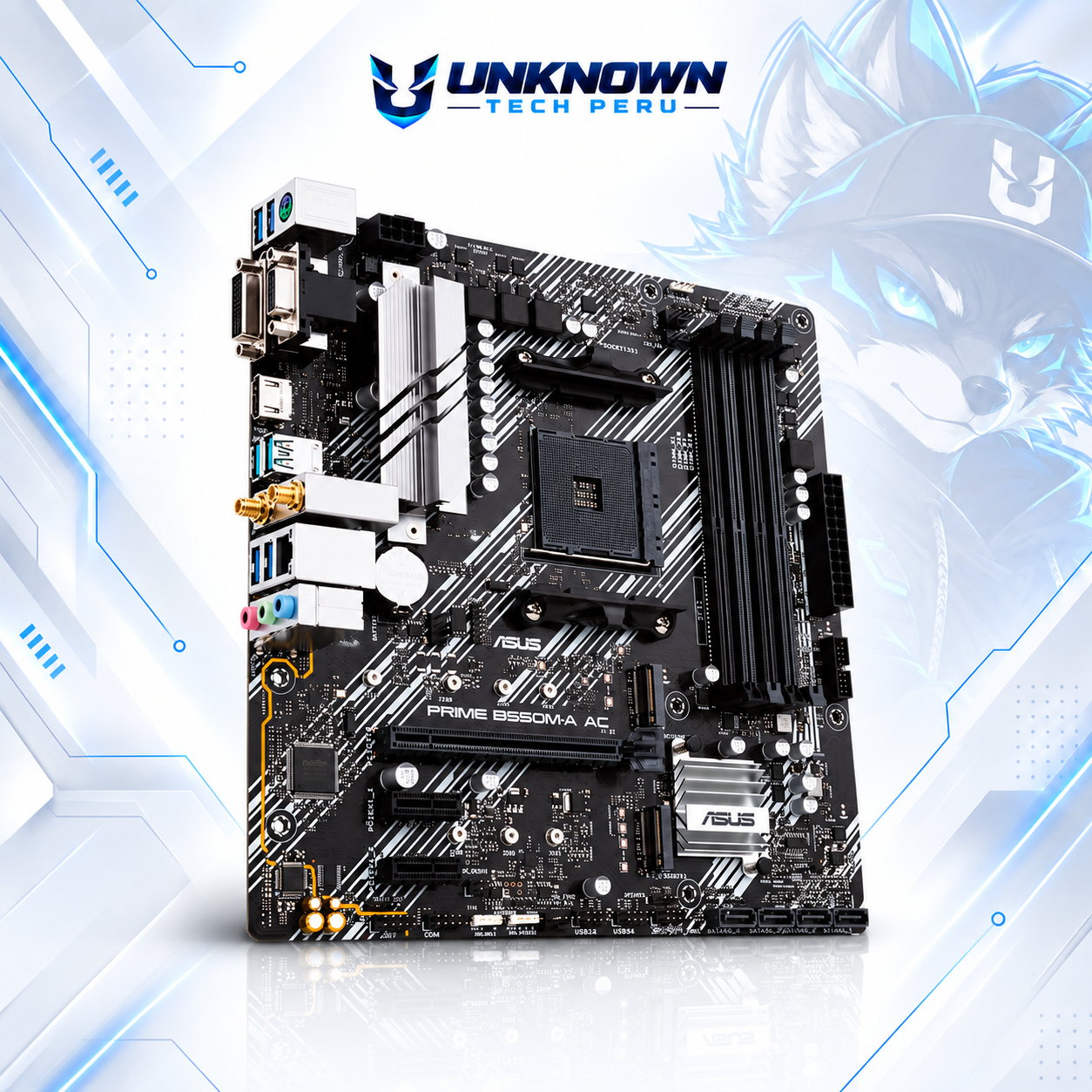 MOTHERBOARD AMD ASUS PRIME B550M-A AC ( PRIME B550M-A AC )  | RYZEN 3 / 4 / 5 SERIES | DDR4 | 4 SLOT RAM - 128GB MAX / 3200MHZ | 2 SLOT M.2 | WIFI | MICRO ATX | PCIe 4.0 | AM4 #4