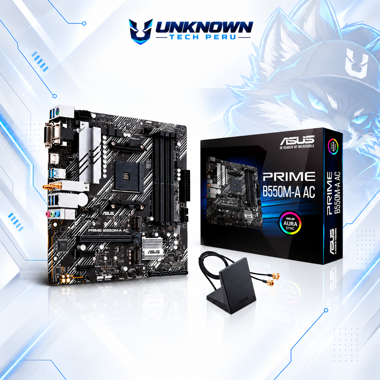 MOTHERBOARD AMD ASUS PRIME B550M-A AC ( PRIME B550M-A AC )  | RYZEN 3 / 4 / 5 SERIES | DDR4 | 4 SLOT RAM - 128GB MAX / 3200MHZ | 2 SLOT M.2 | WIFI | MICRO ATX | PCIe 4.0 | AM4